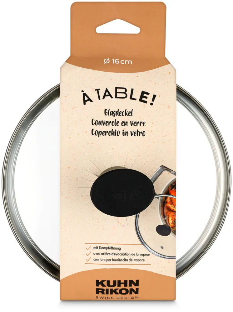 À Table! Glasdeckel mit Dampföffnung 16cm