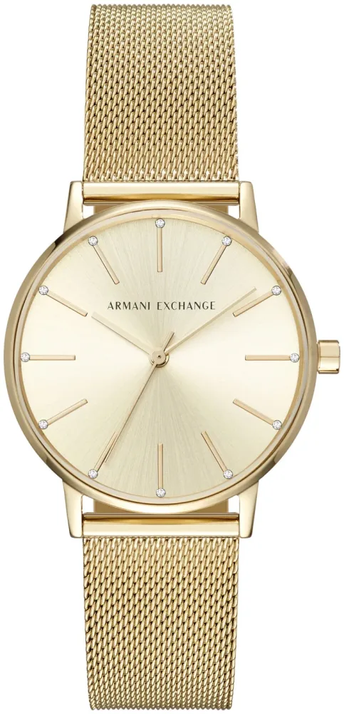 Armani Exchange Uhr 3-Zeiger-Werk Milanaise Edelstahl goldfarben