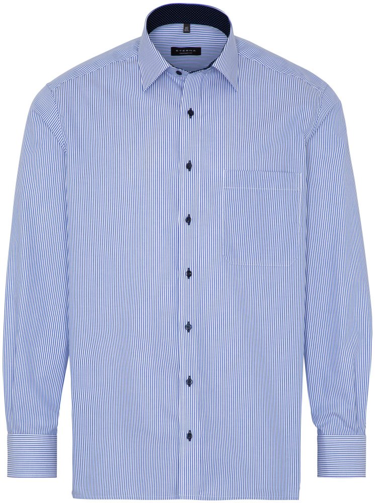 Eterna Comfort FIT Luxury Shirt Twill Langarm gestreift blau 42