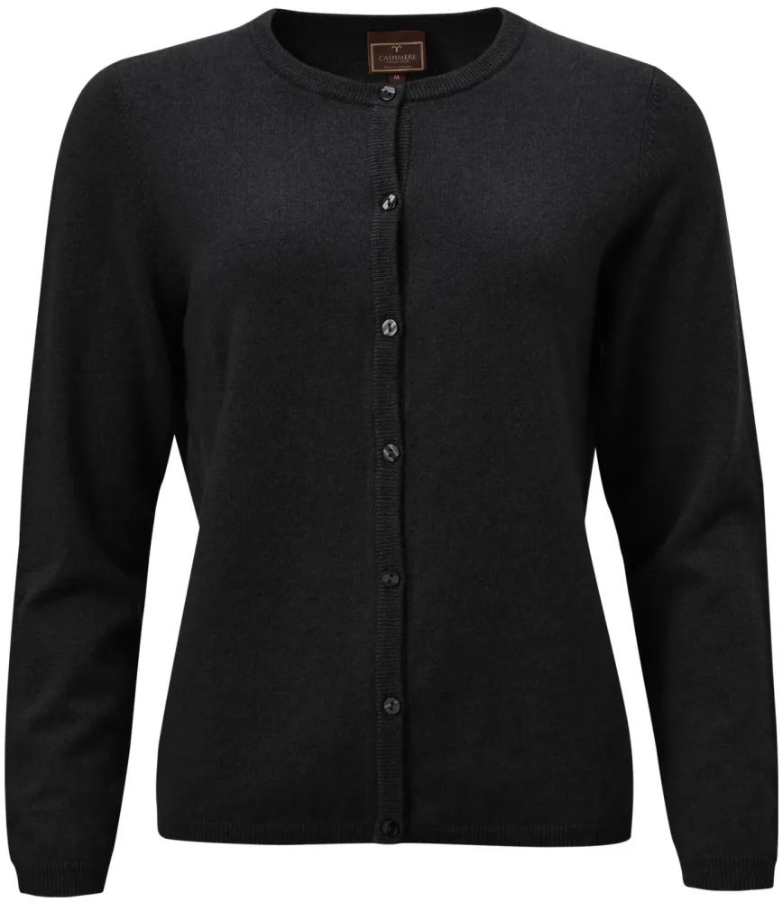 Cashmere Cardigan R-Neck schwarz L