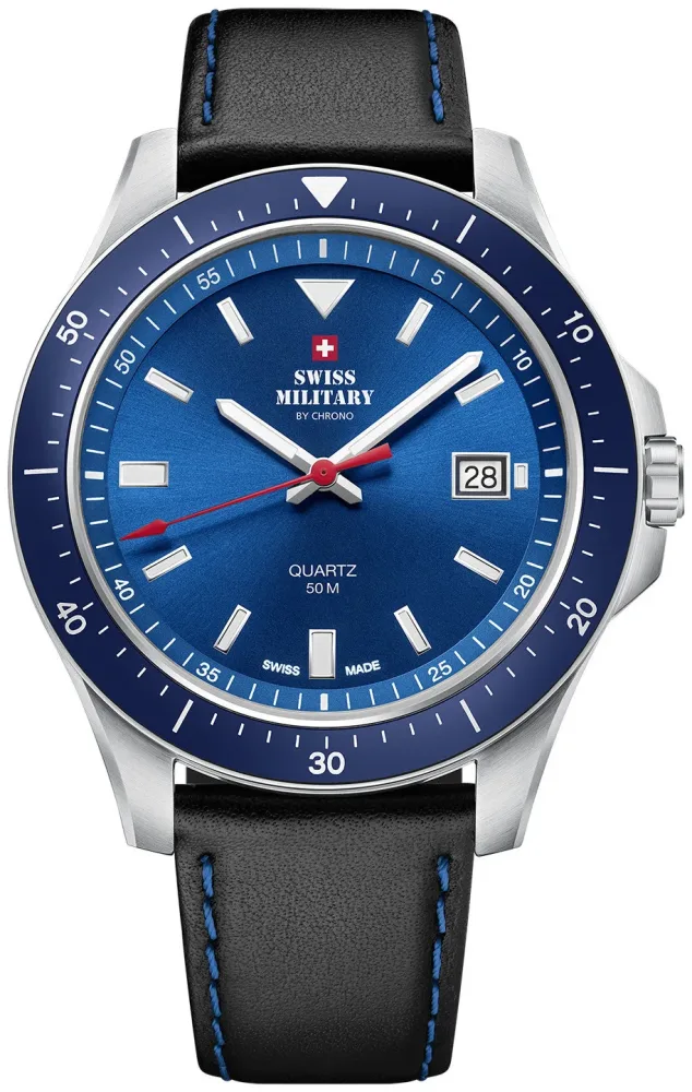 Swiss Military by Chrono Herren-Armbanduhr Analog Quarzwerk mit Lederarmband Sm34082.05