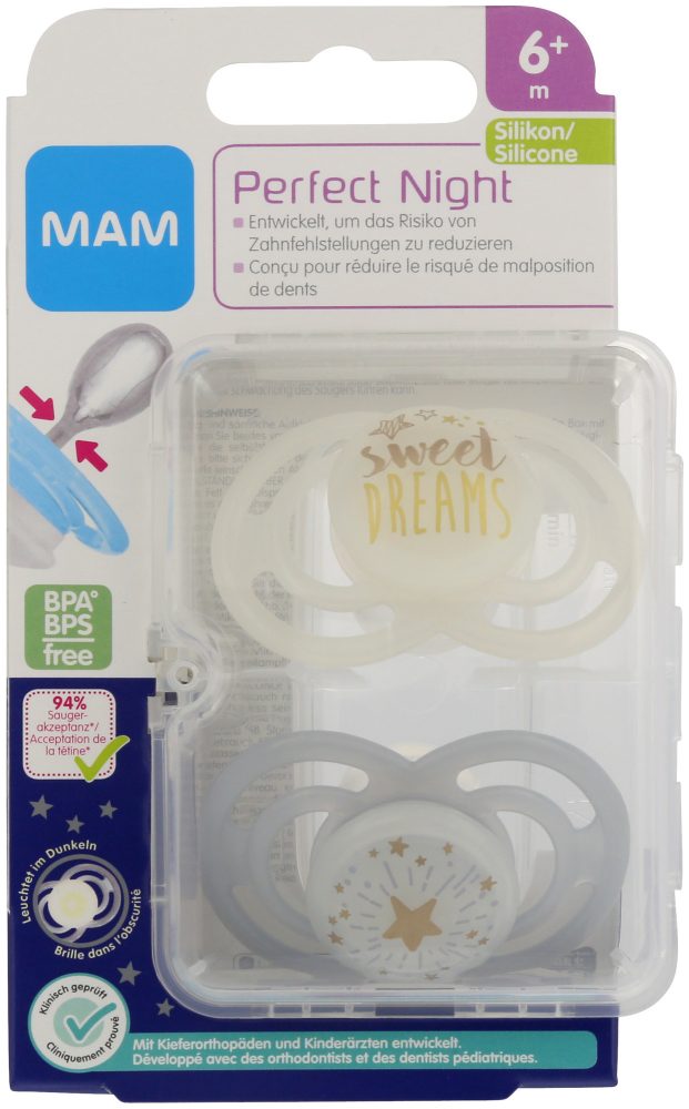 MAM Nuggi Perfect Night Silikon 6-16m 2 Stück