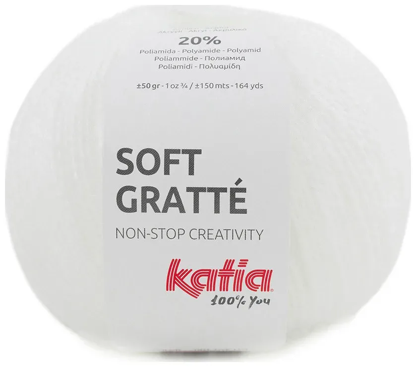 Katia Soft Gratté 60 Handstrickgarn mit Mohair-Effekt für sensible Haut weiss 50g