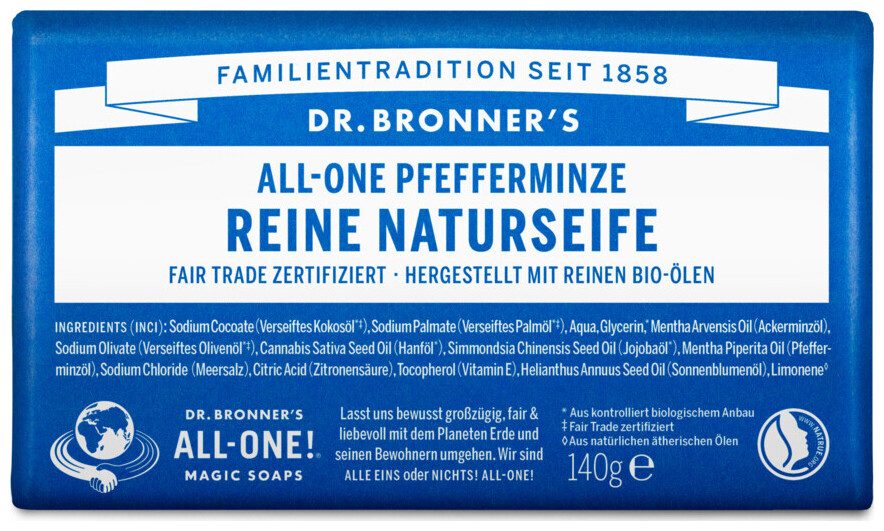 Dr. Bronner's BIO Festseife Peppermint 140g