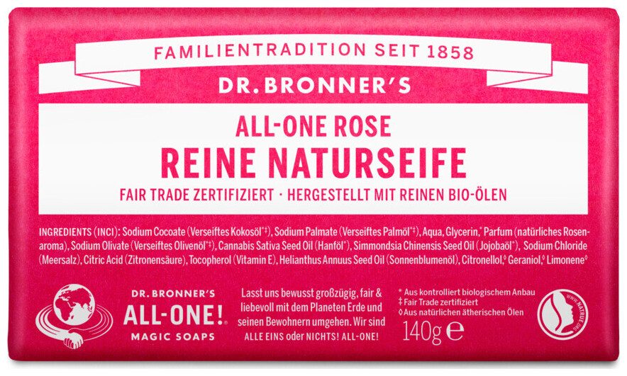 Dr. Bronner's BIO Festseife Rose 140g
