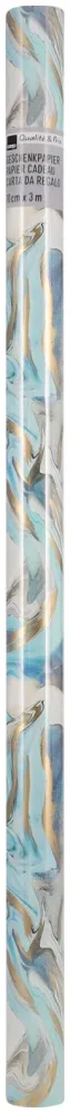 Geschenkpapier 70 cm x 3 m, blau gemustert