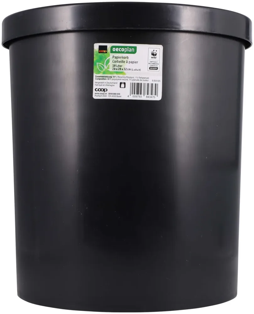 Oecoplan Papierkorb 18 Liter schwarz