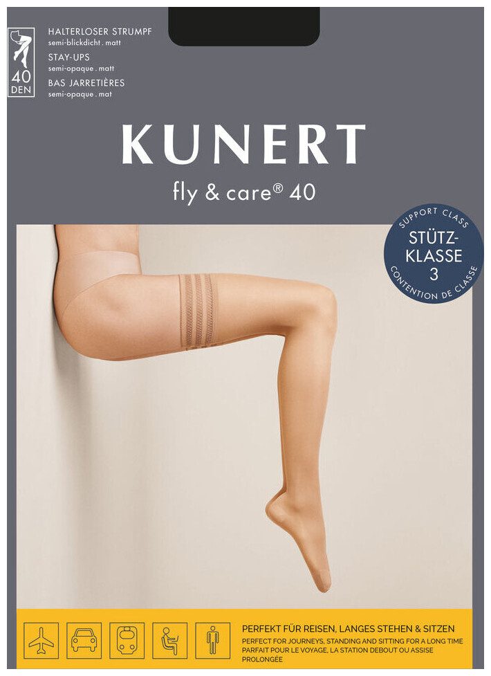 Kunert Fly&Care® 40 Damen Fein Halterlose Black S
