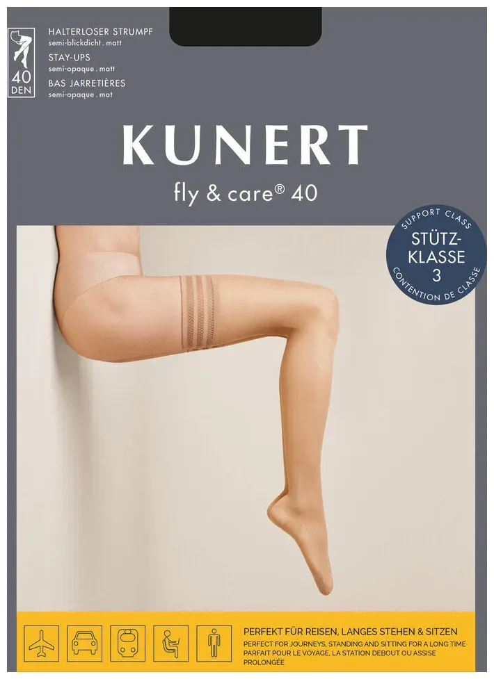 Kunert Fly&Care® 40 Damen Fein Halterlose Black M