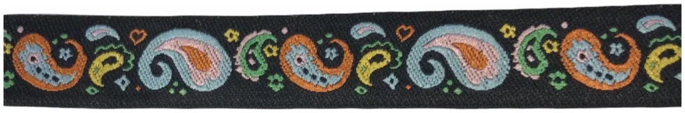 Borte Paisley blau & orange 16mm/2m