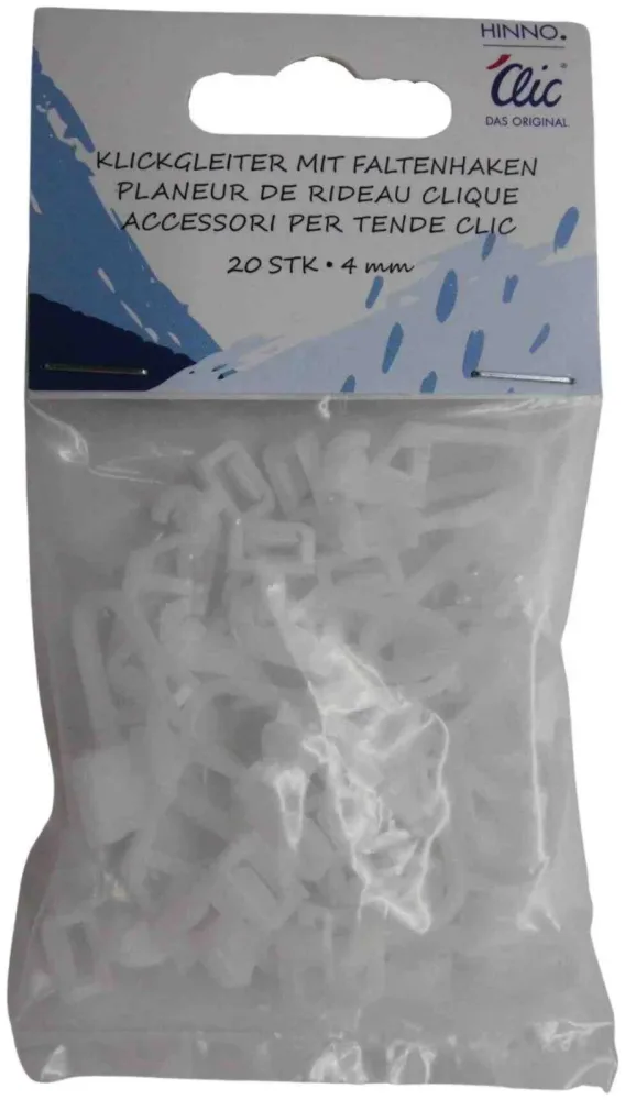 Hinno Klickgleiter mit Faltenlegehaken kurz 4 mm 20 Stk.