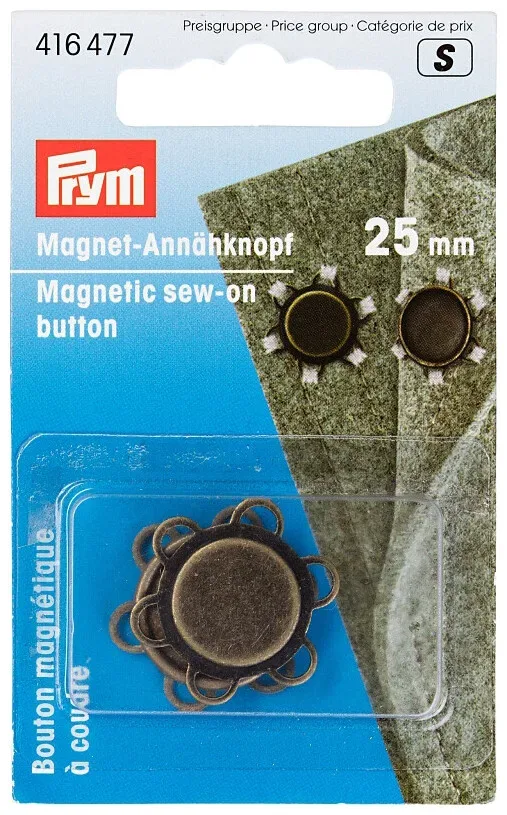 Prym Magnet-Annähknopf altmessing 25 mm
