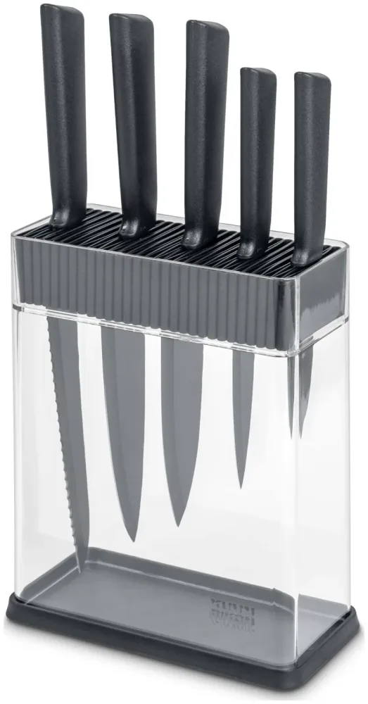 Kuhn Rikon Colori Set Messer und Block grau 6 Stück