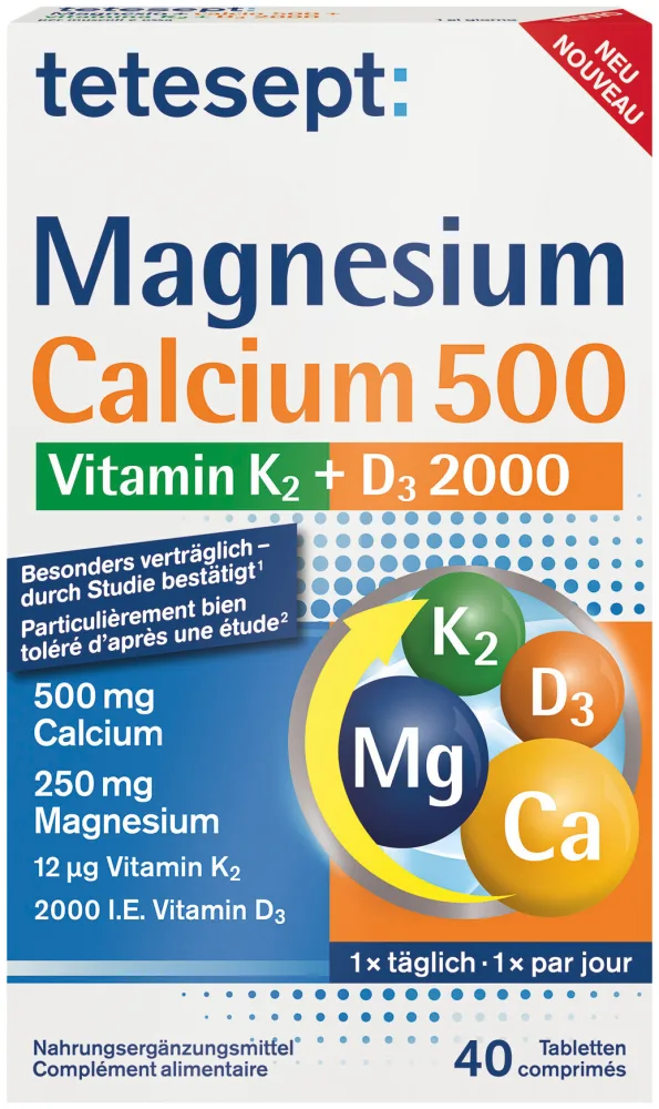 Tetesept Magnesium Calcium D3 & K2 40 Stück