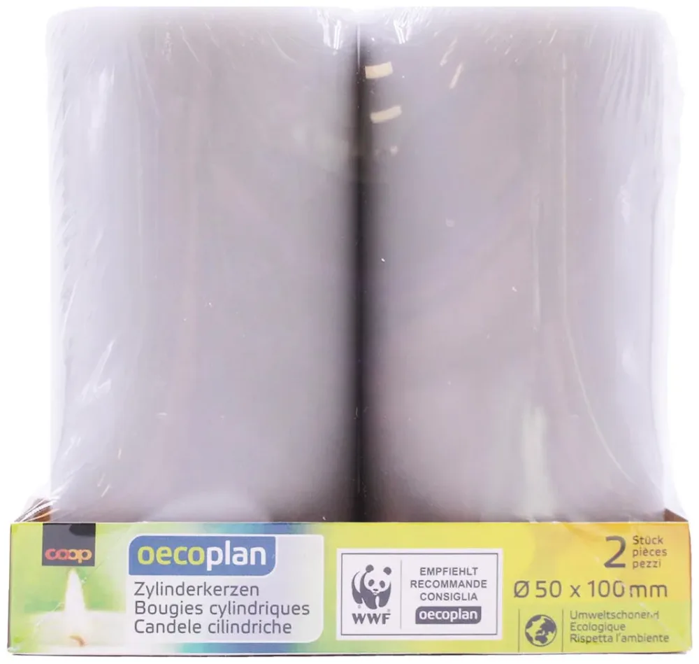 Oecoplan Zylinderkerzen 50x100 2Stk. hellgrau