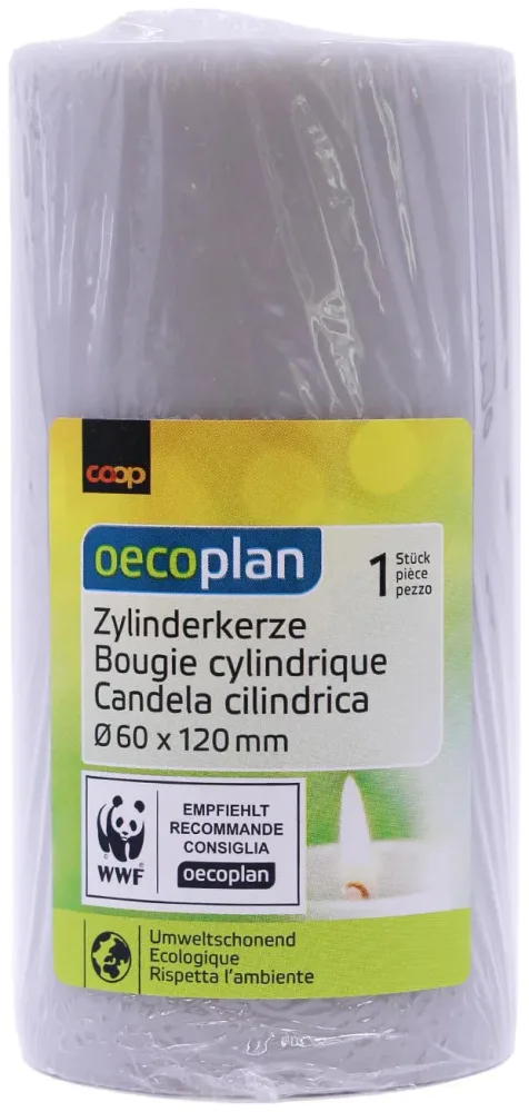 Oecoplan Zylinderkerze 60x120mm hellgrau