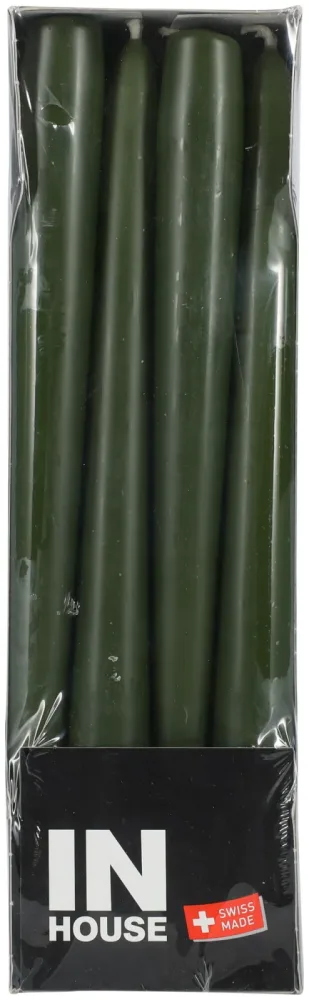 Inhouse Spitzkerzen dunkelgrün 2.2x24cm 12 Stück