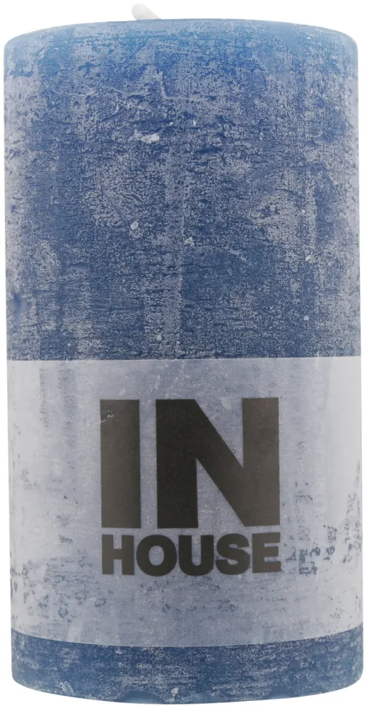 Inhouse Zylinderkerze Rustic 68x120 Petrolblau