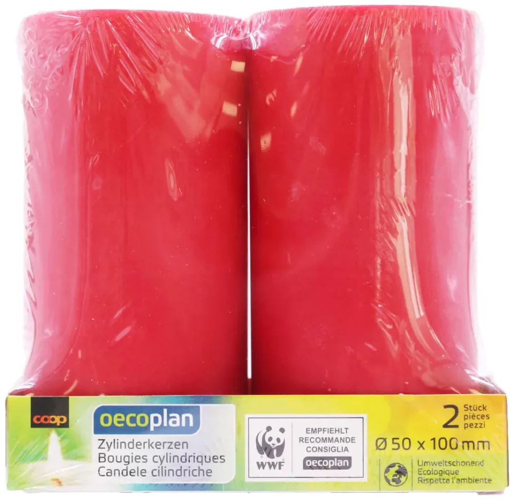 Oecoplan Zylinderkerzen 50x100 2Stk. rot