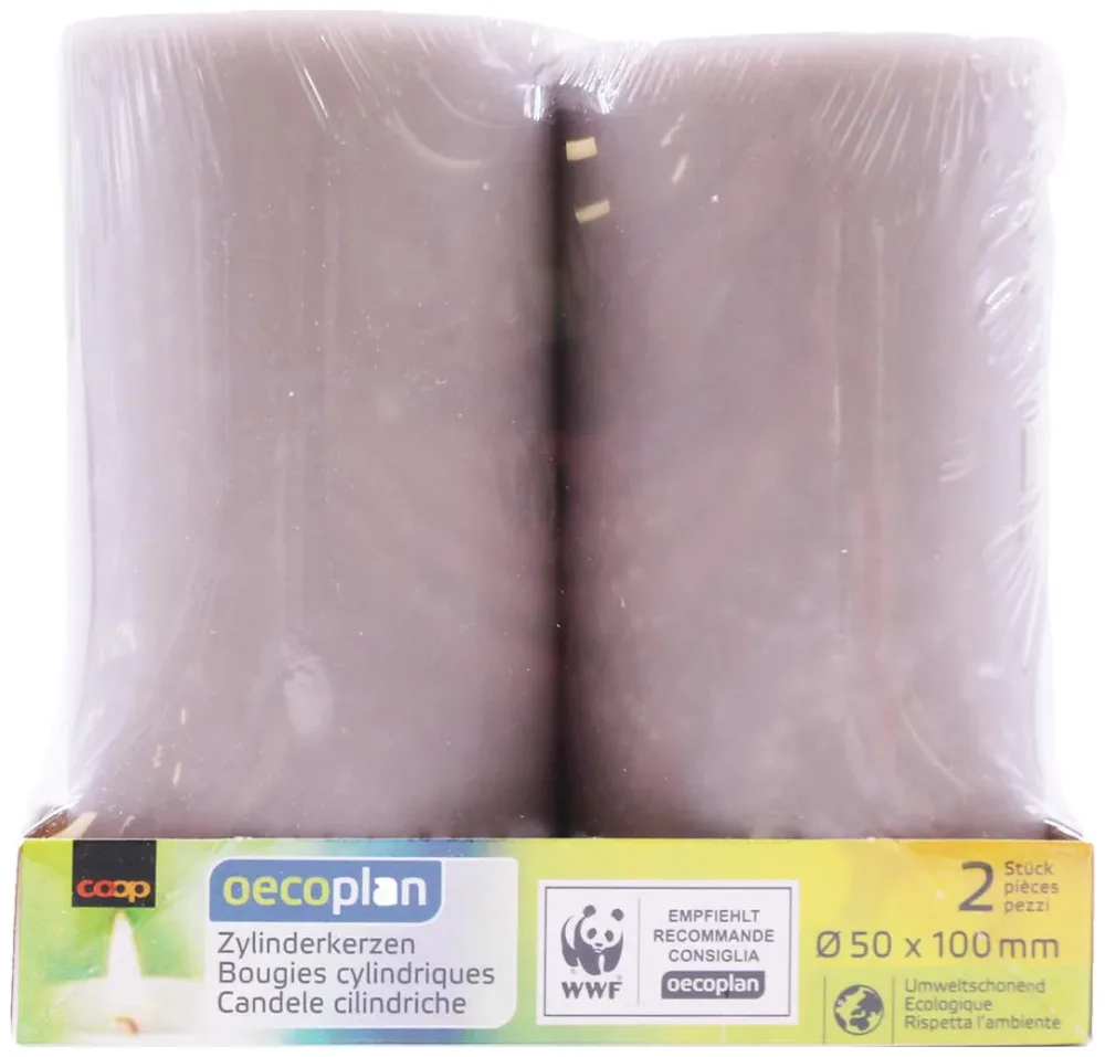 Oecoplan Zylinderkerzen 50x100 2Stk. grau