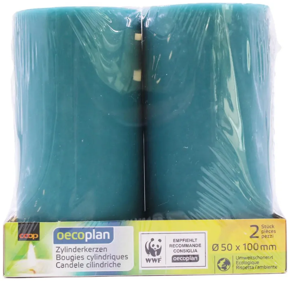 Oecoplan Zylinderkerzen 50x100 2Stk. türkis