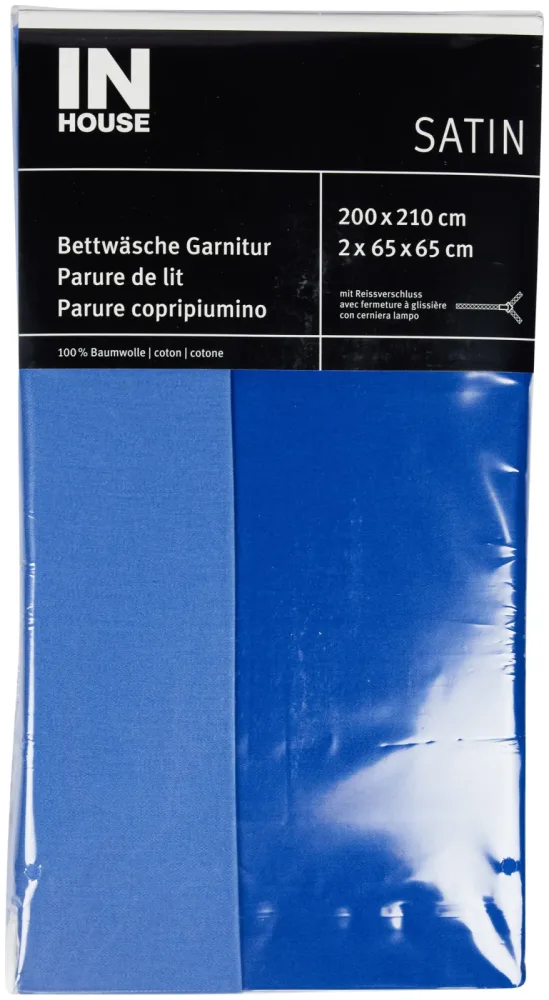 Inhouse Bettwäschegarnitur Satin uni royal 200x210/2x65x65