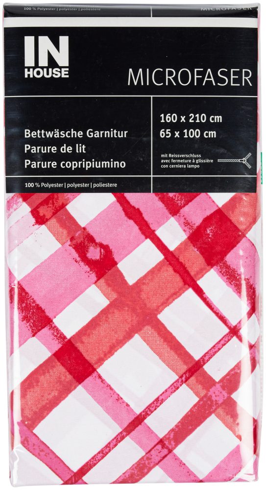 Inhouse Bettwäschegarnitur Microfaser Karo limone 160x210/65x100