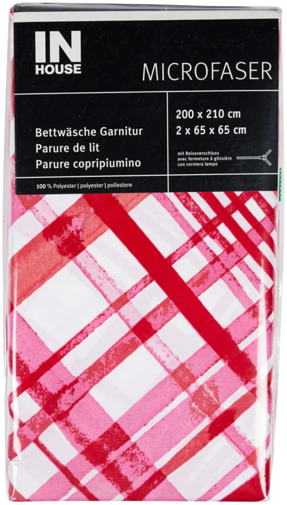 Inhouse Bettwäschegarnitur Microfaser Karo limone 200x210/2x65x65