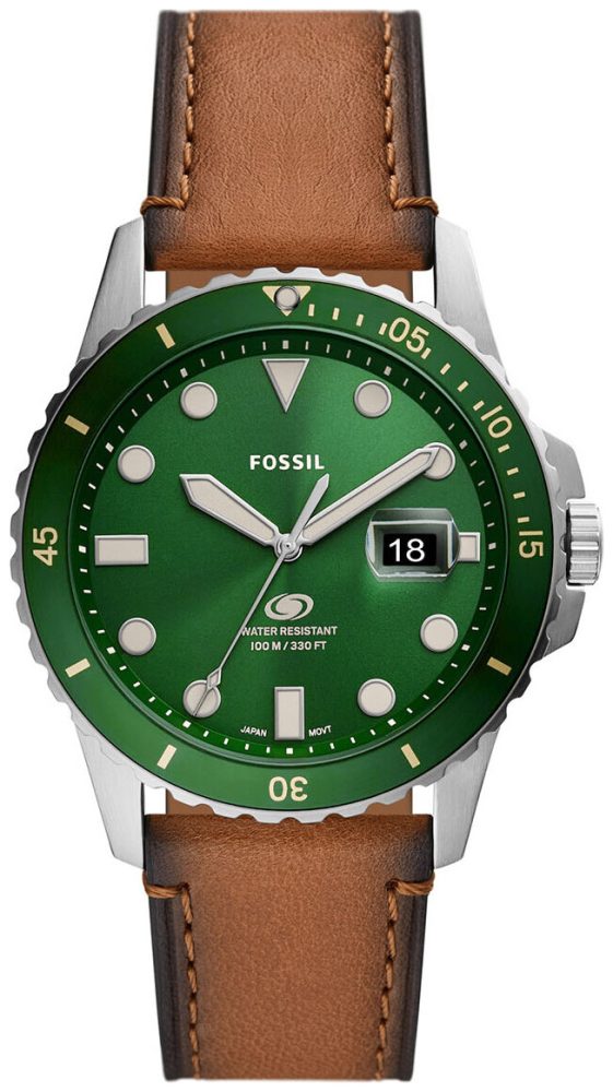 Fossil Uhr Blue 3-Zeiger-Werk Datum Eco-Leder hellbraun