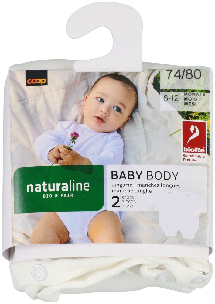 Naturaline Textil Baby Langarmbody uni weiss 74/80