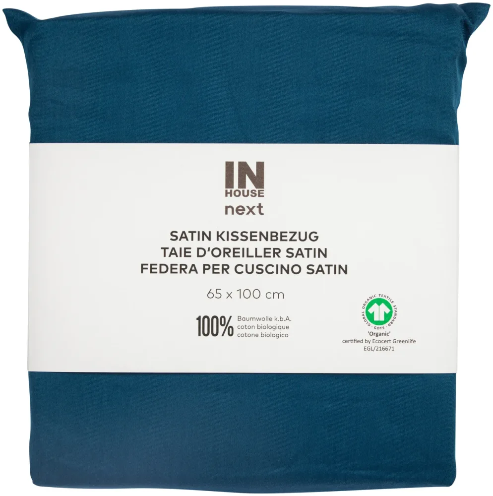 Inhouse Kissen Gots Satin 65x100 petrol