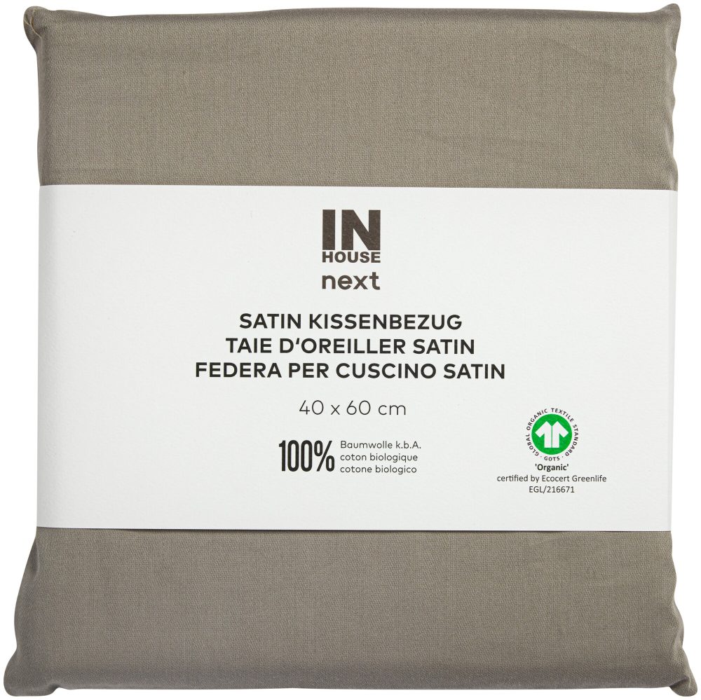 Inhouse Kissen Gots Satin 40x60 taupe