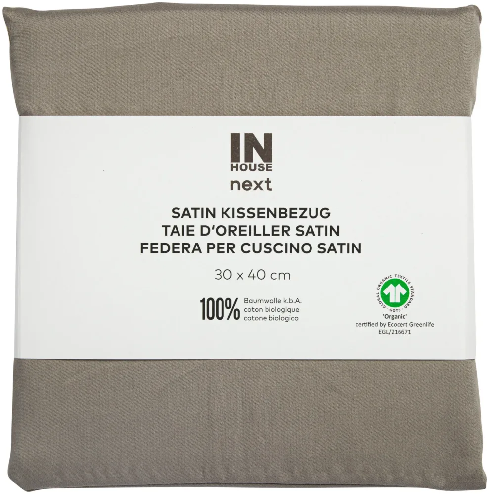 Inhouse Kissen Gots Satin 30x40 taupe