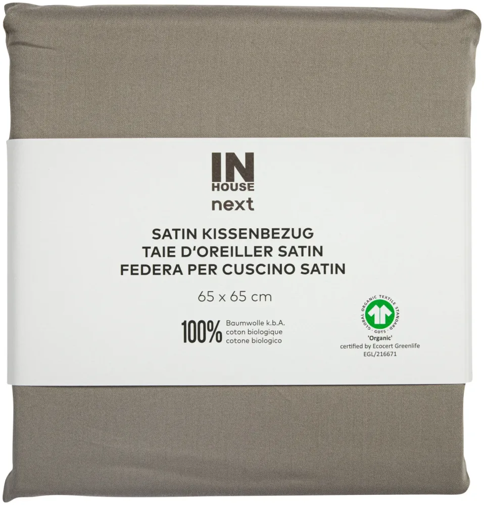 Inhouse Kissen Gots Satin 65x65 taupe