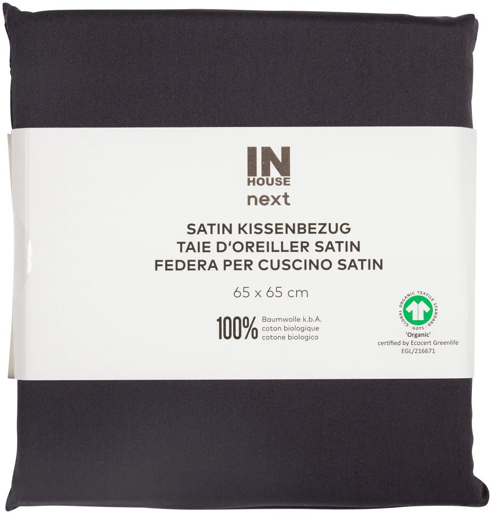 Inhouse Kissen Gots Satin 65x65 anthrazit