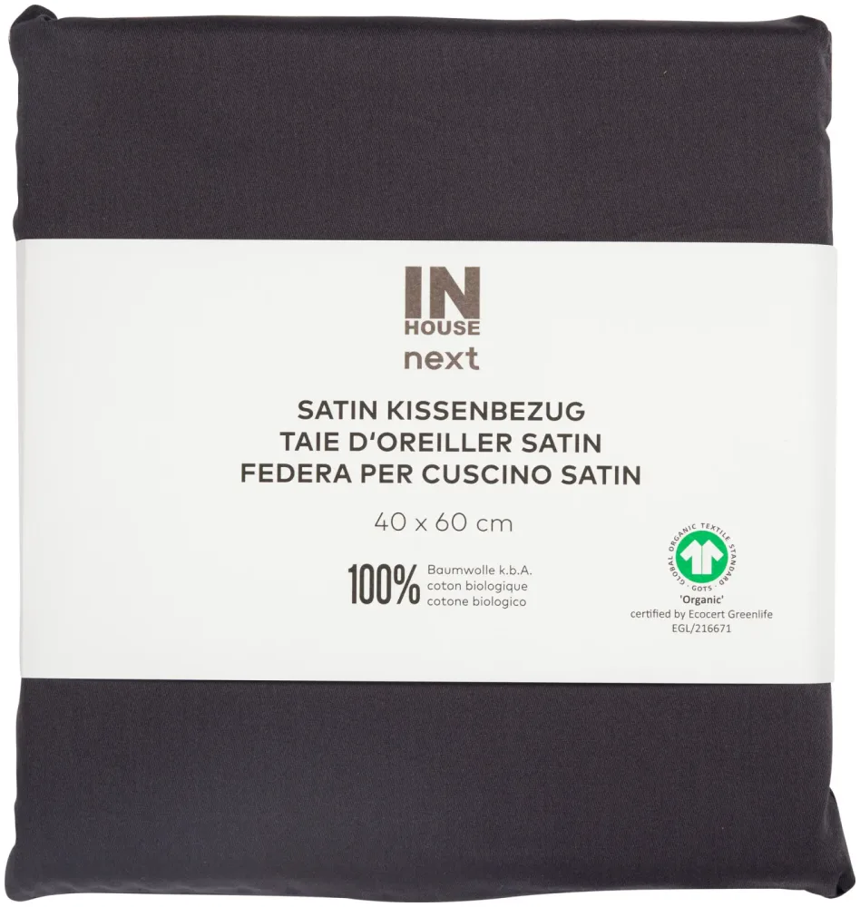 Inhouse Kissen Gots Satin 40x60 anthrazit