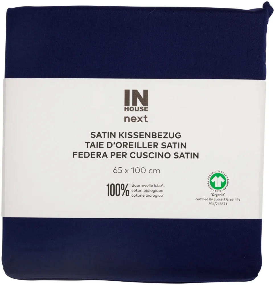 Inhouse Kissen Gots Satin 65x100 marine