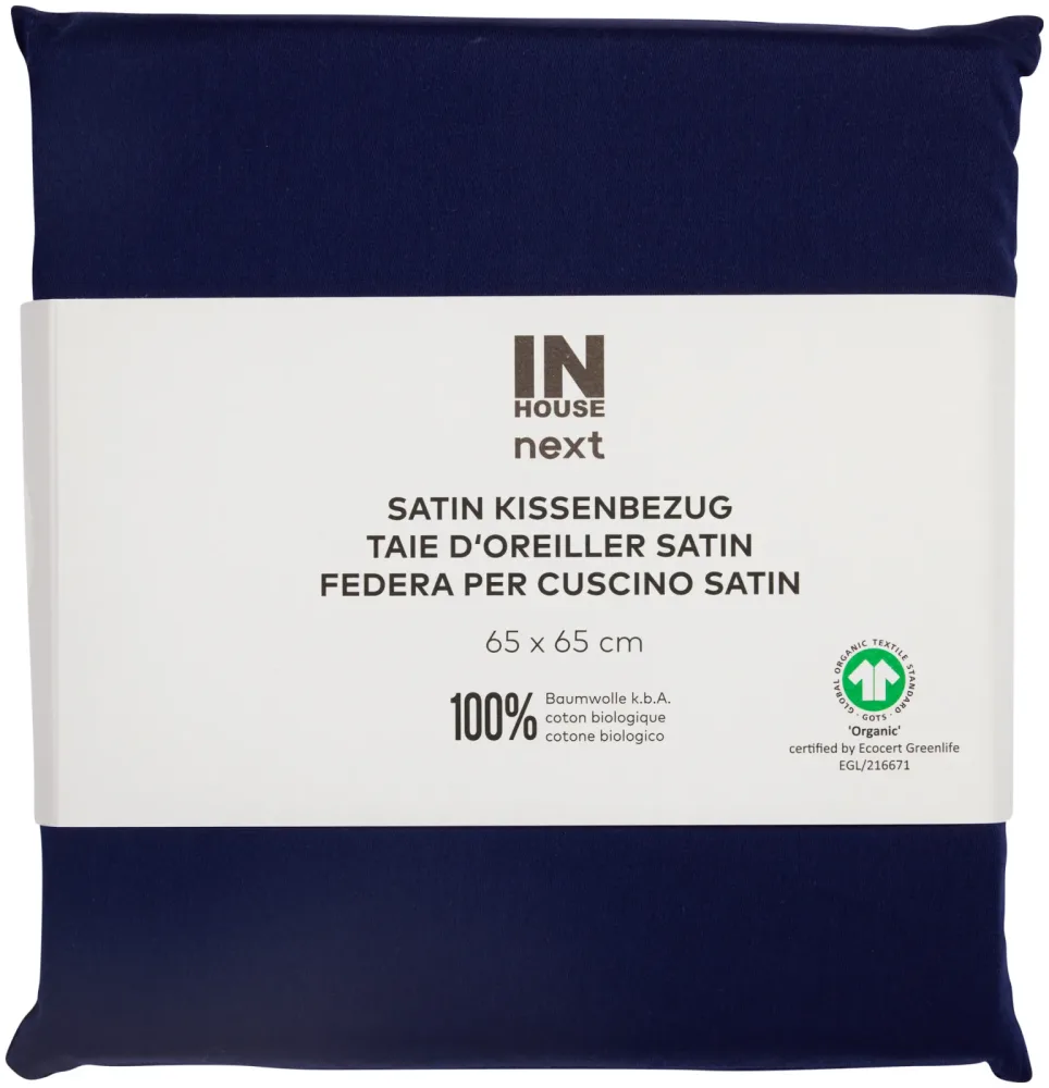Inhouse Kissen Gots Satin 65x65 marine