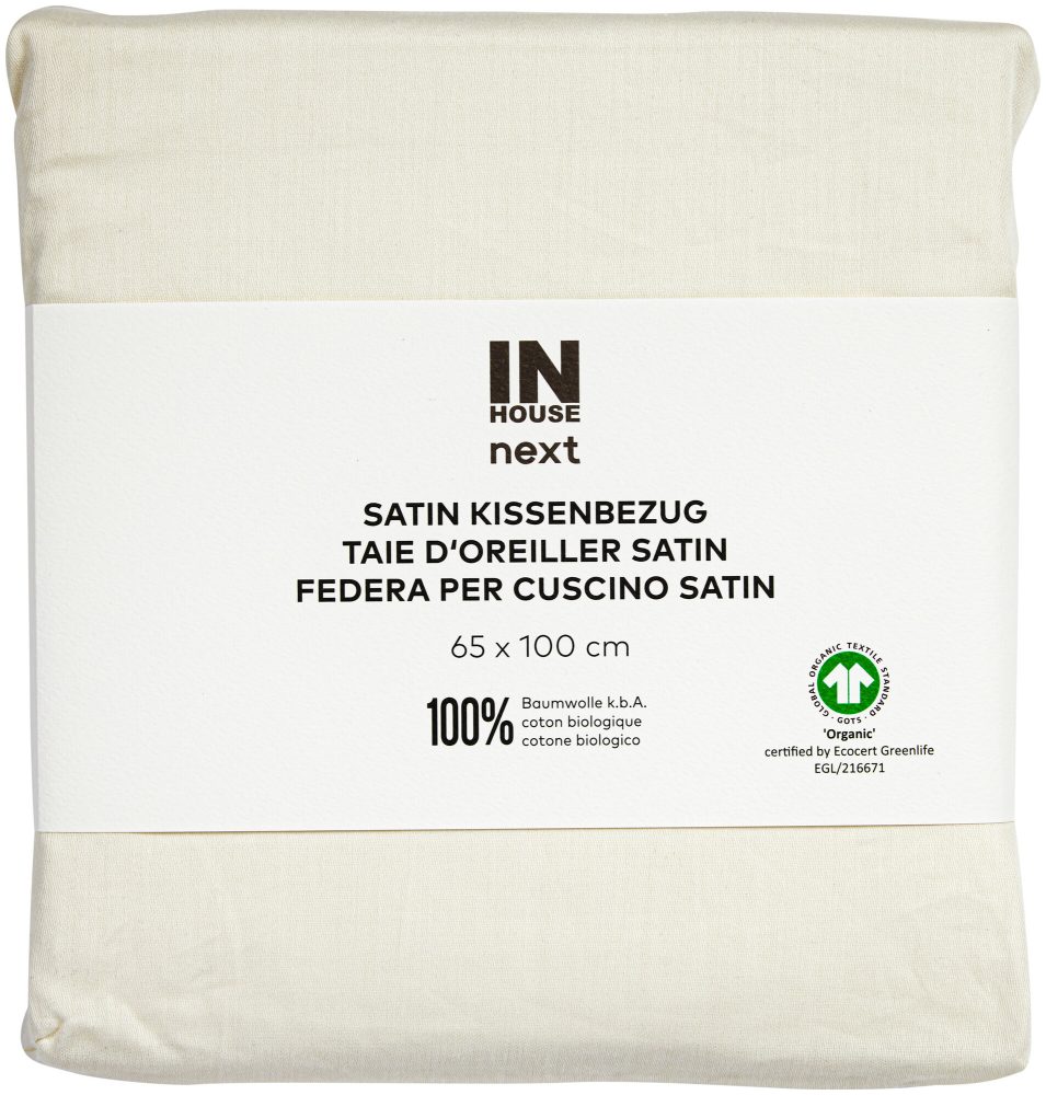 Inhouse Kissen Gots Satin 65x100 ecru