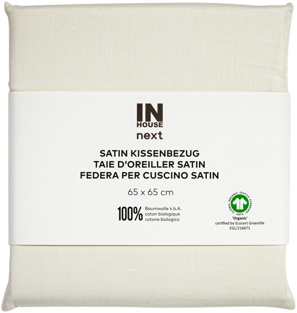 Inhouse Kissen Gots Satin 65x65 ecru