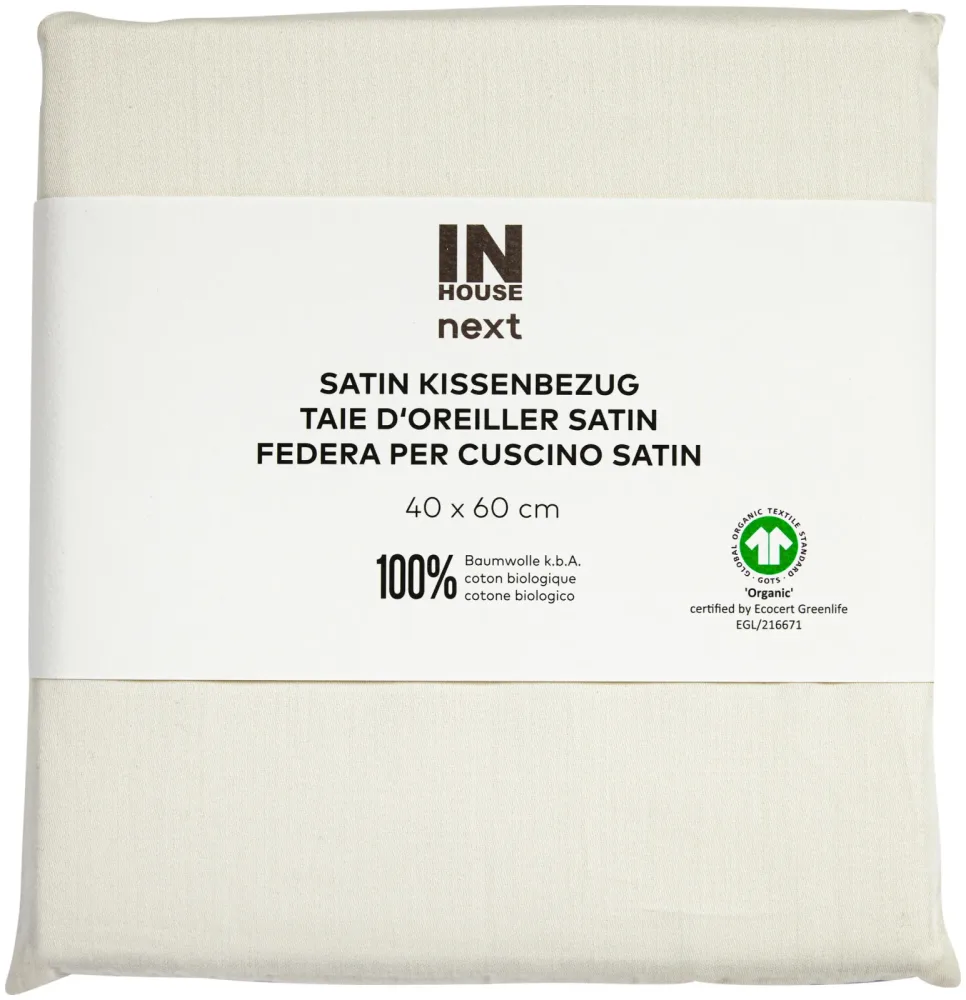 Inhouse Kissen Gots Satin 40x60 ecru