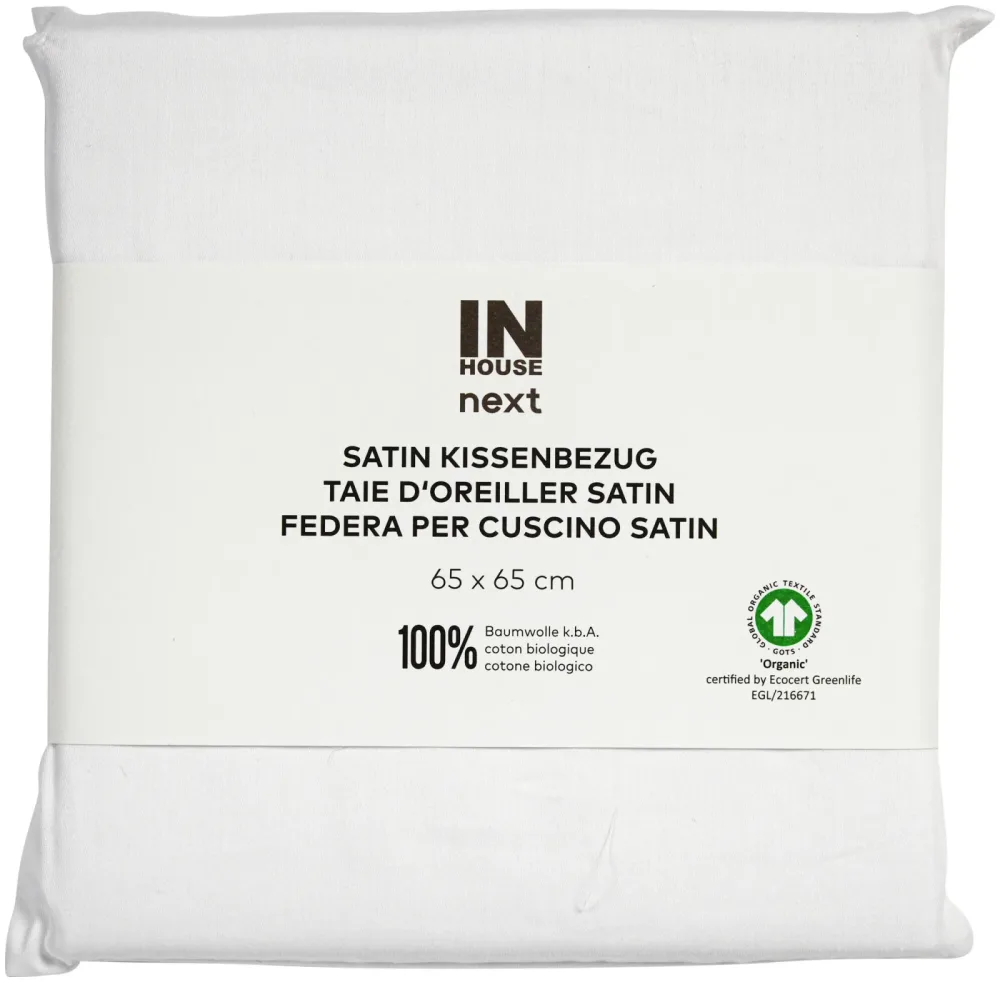 Inhouse Kissen Gots Satin 65x65 weiss