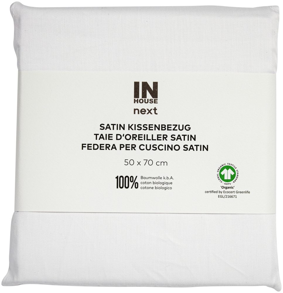 Inhouse Kissen Gots Satin 50x70 weiss