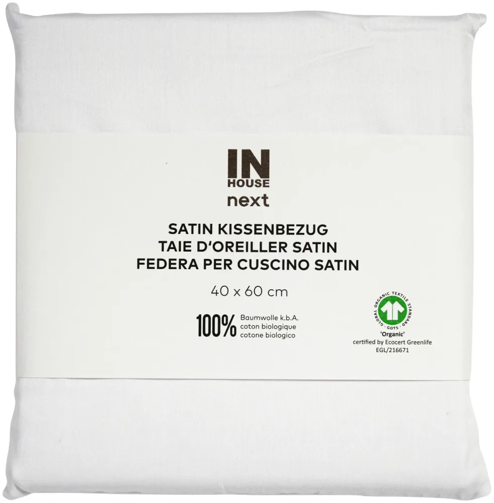 Inhouse Kissen Gots Satin 40x60 weiss