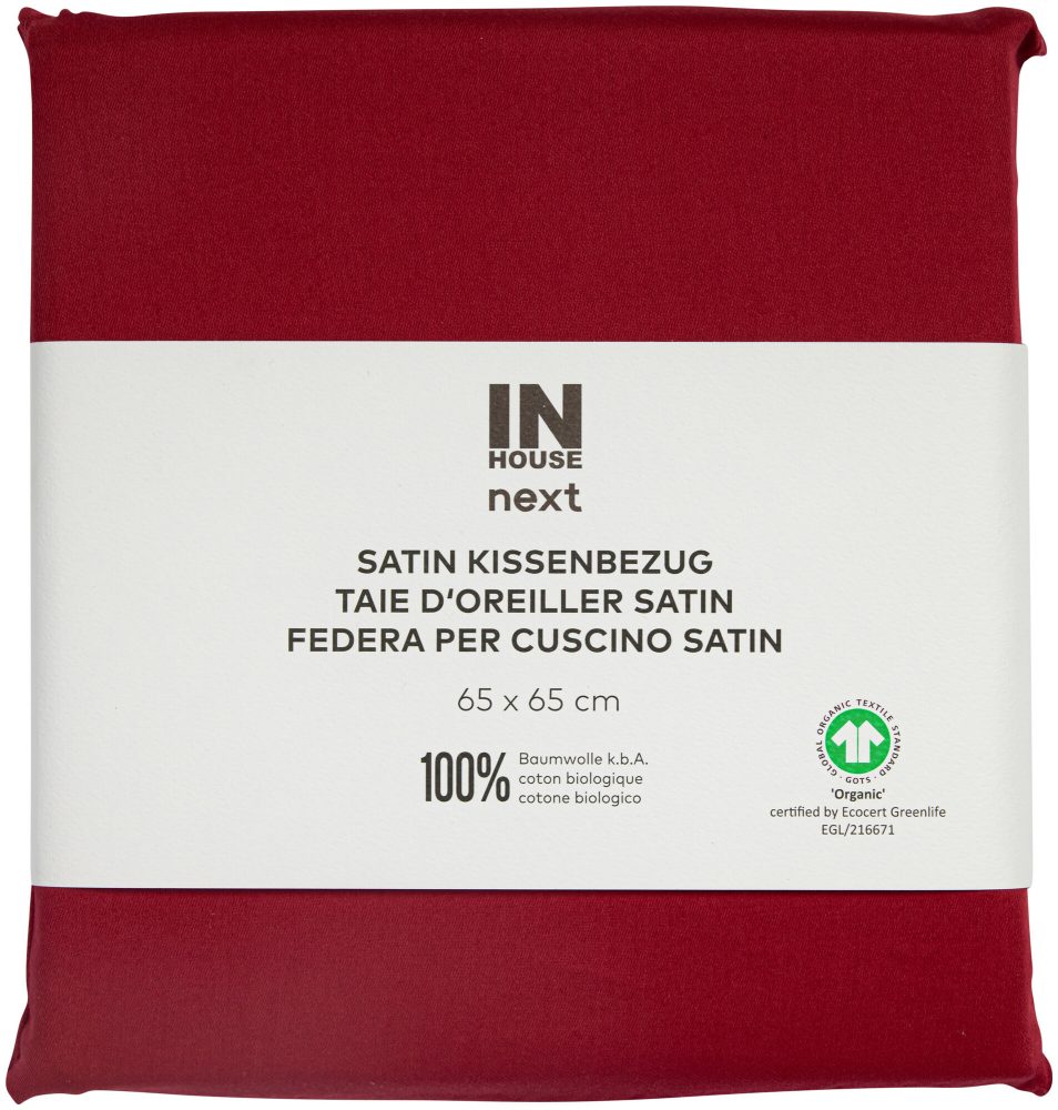 Inhouse Kissen Gots Satin 65x65 bordeaux