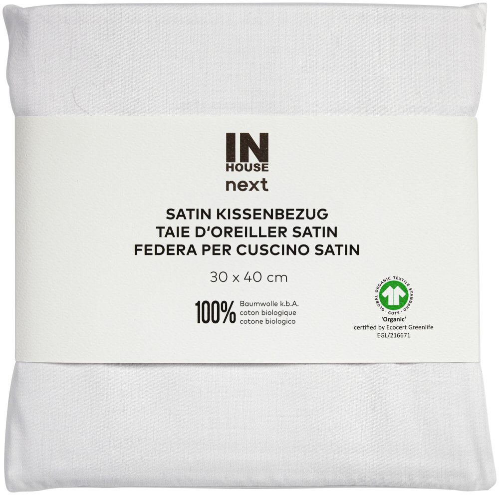 Inhouse Kissen Gots Satin 30x40 weiss
