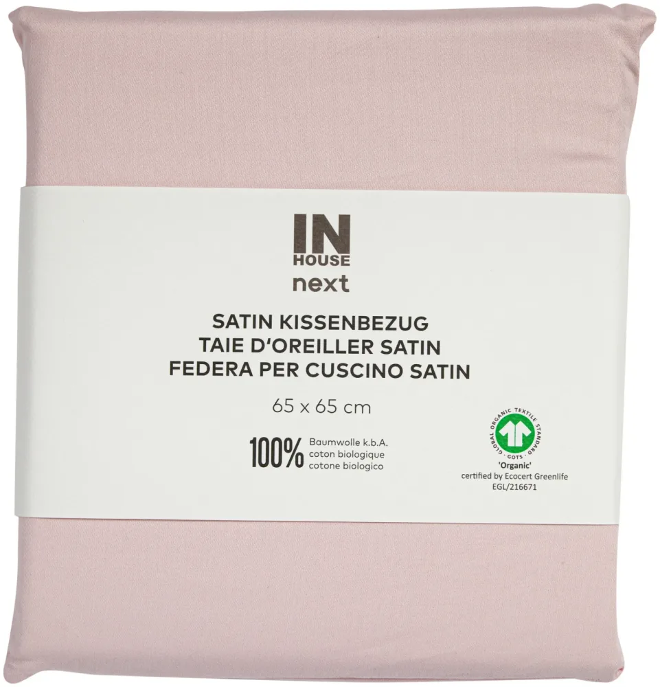 Inhouse Kissen Gots Satin 65x65 rosa