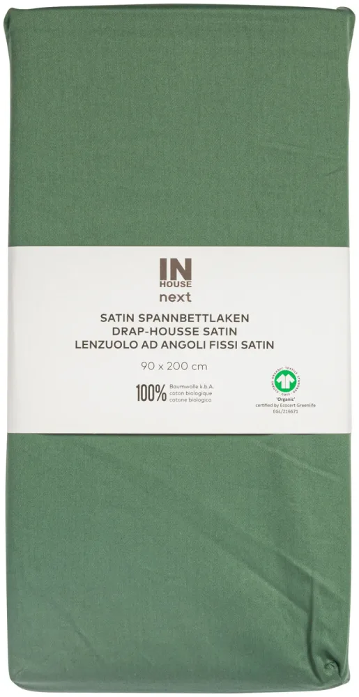 Inhouse Fixleintuch Gots Satin 90 x 200 gras, Matratzenhöhe bis zu 22 cm