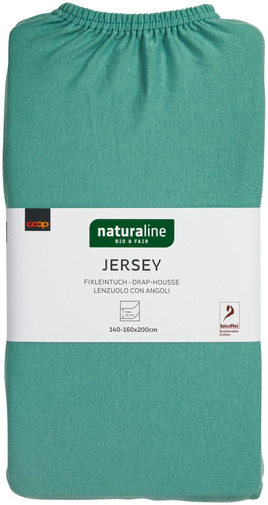 Naturaline Textil Bio Fixl. Jersey 160x200 aqua