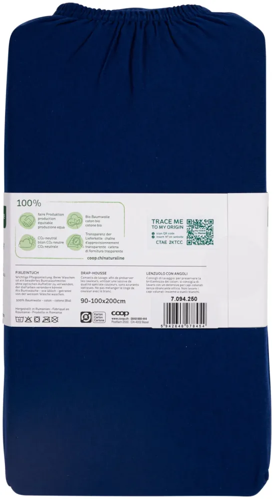 Naturaline Textil Bio Fixl. Jersey 90x200 navy